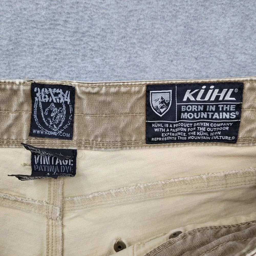 Kuhl Rydr Pants Mens 36x34 Khaki Brown Vintage Patina Dye Articulated Knees